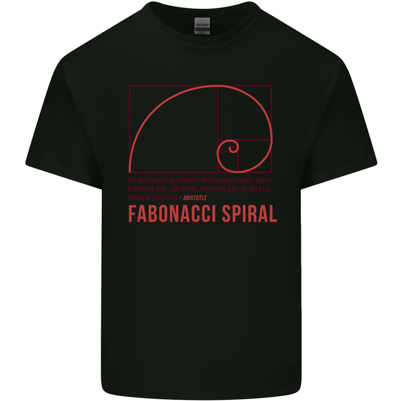 Fibonacci Spiral Mathematics Maths Science Kids T-Shirt Childrens Black