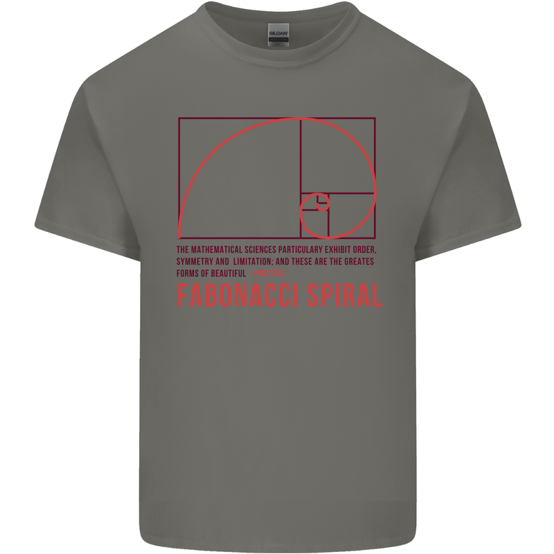 Fibonacci Spiral Mathematics Maths Science Kids T-Shirt Childrens Charcoal