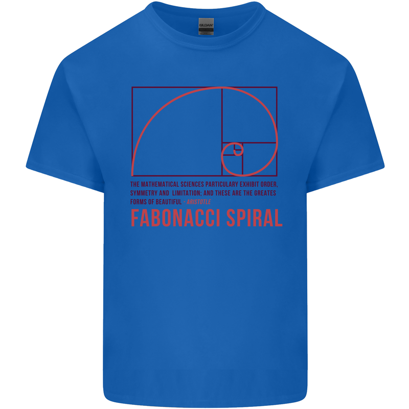 Fibonacci Spiral Mathematics Maths Science Kids T-Shirt Childrens Royal Blue