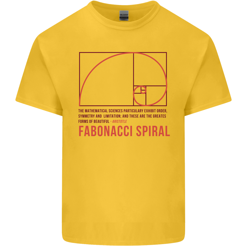 Fibonacci Spiral Mathematics Maths Science Kids T-Shirt Childrens Yellow
