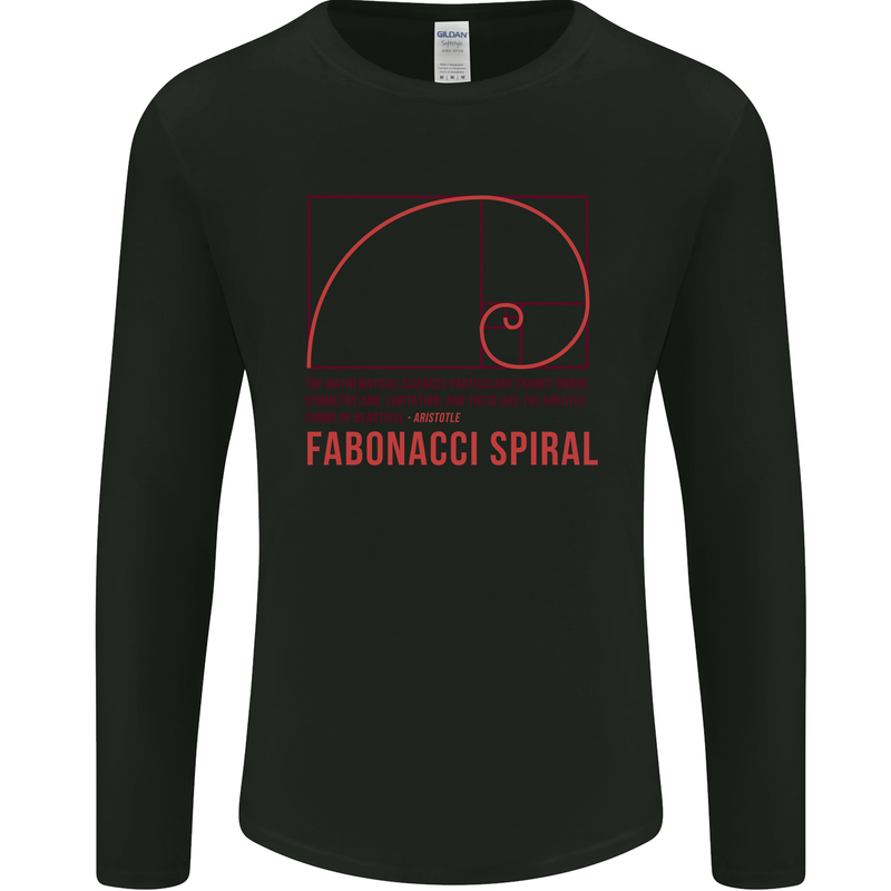 Fibonacci Spiral Mathematics Maths Science Mens Long Sleeve T-Shirt Black