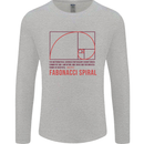 Fibonacci Spiral Mathematics Maths Science Mens Long Sleeve T-Shirt Sports Grey