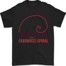 Fibonacci Spiral Mathematics Maths Science Mens T-Shirt 100% Cotton Black