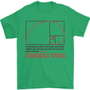 Fibonacci Spiral Mathematics Maths Science Mens T-Shirt 100% Cotton Irish Green