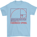 Fibonacci Spiral Mathematics Maths Science Mens T-Shirt 100% Cotton Light Blue