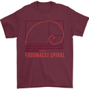 Fibonacci Spiral Mathematics Maths Science Mens T-Shirt 100% Cotton Maroon
