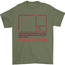Fibonacci Spiral Mathematics Maths Science Mens T-Shirt 100% Cotton Military Green