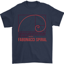 Fibonacci Spiral Mathematics Maths Science Mens T-Shirt 100% Cotton Navy Blue