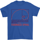 Fibonacci Spiral Mathematics Maths Science Mens T-Shirt 100% Cotton Royal Blue