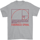 Fibonacci Spiral Mathematics Maths Science Mens T-Shirt 100% Cotton Sports Grey