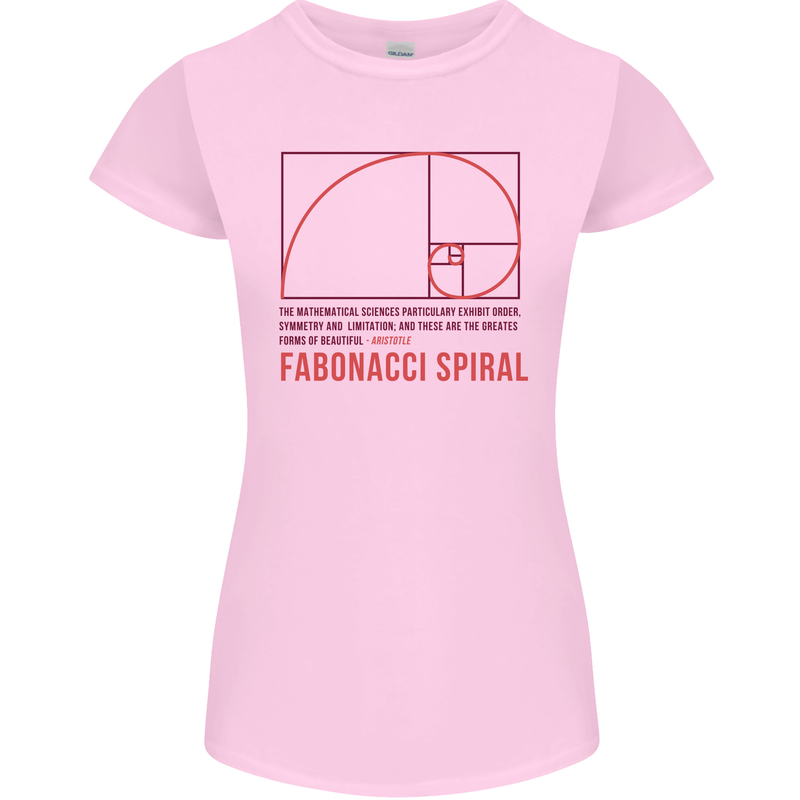 Fibonacci Spiral Mathematics Maths Science Womens Petite Cut T-Shirt Light Pink