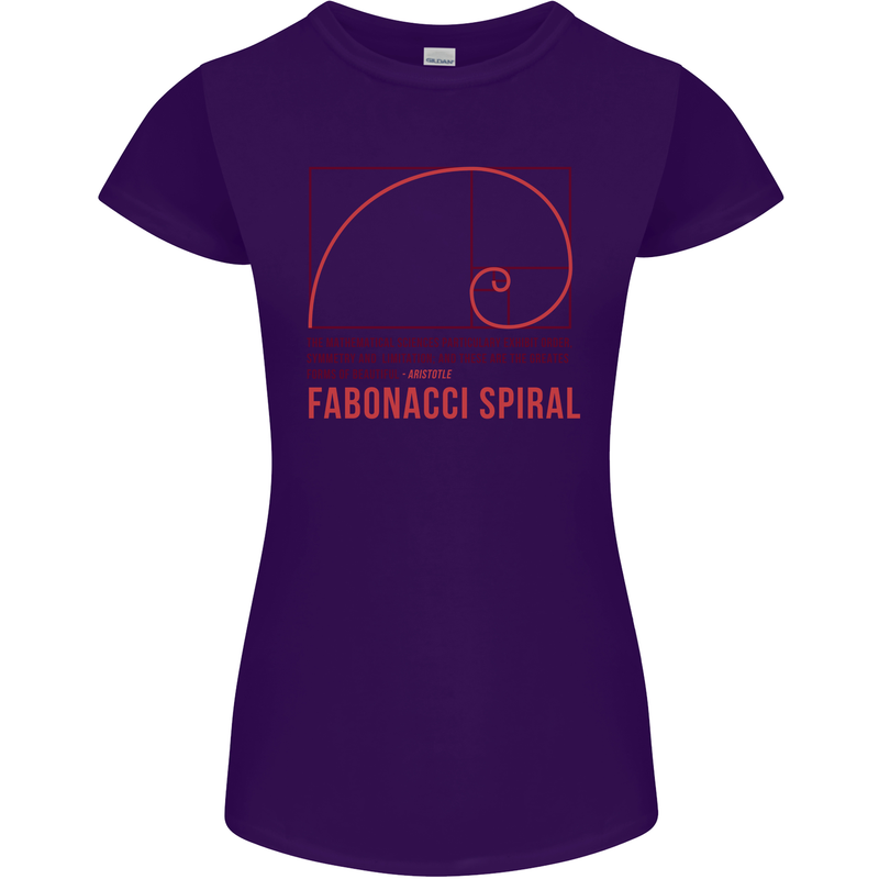 Fibonacci Spiral Mathematics Maths Science Womens Petite Cut T-Shirt Purple