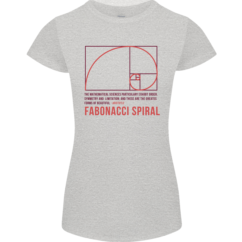 Fibonacci Spiral Mathematics Maths Science Womens Petite Cut T-Shirt Sports Grey