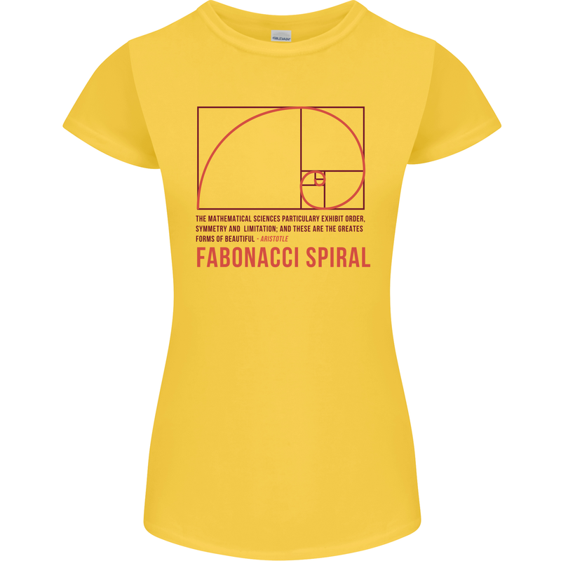 Fibonacci Spiral Mathematics Maths Science Womens Petite Cut T-Shirt Yellow