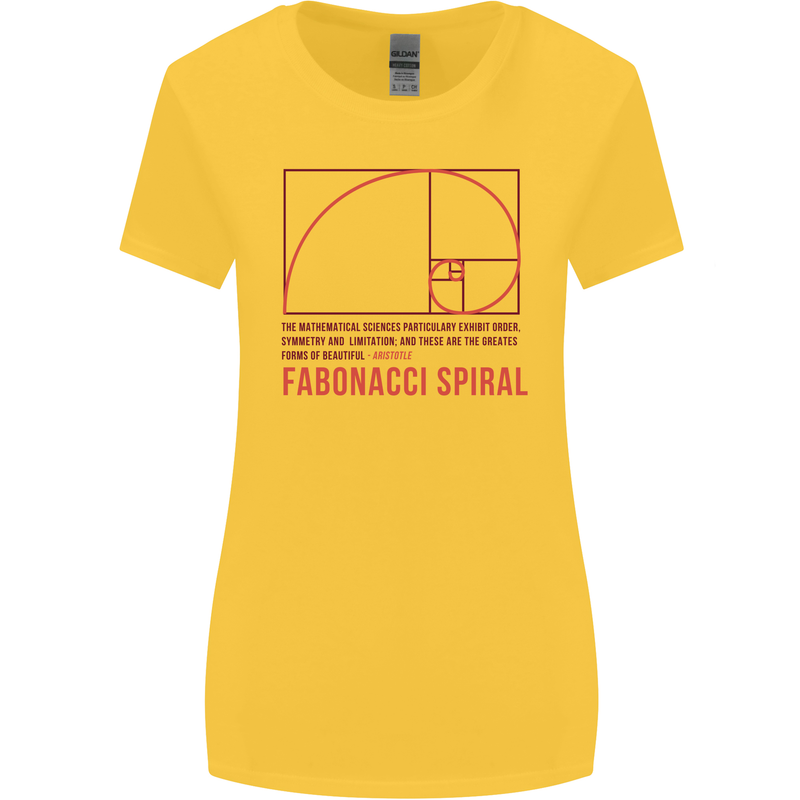 Fibonacci Spiral Mathematics Maths Science Womens Wider Cut T-Shirt Yellow