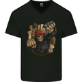 Fighting Spirit Revolution Anarchy Protest Mens V-Neck Cotton T-Shirt Black