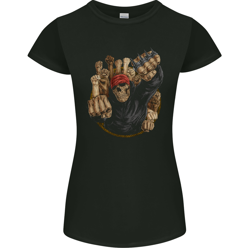 Fighting Spirit Revolution Anarchy Protest Womens Petite Cut T-Shirt Black