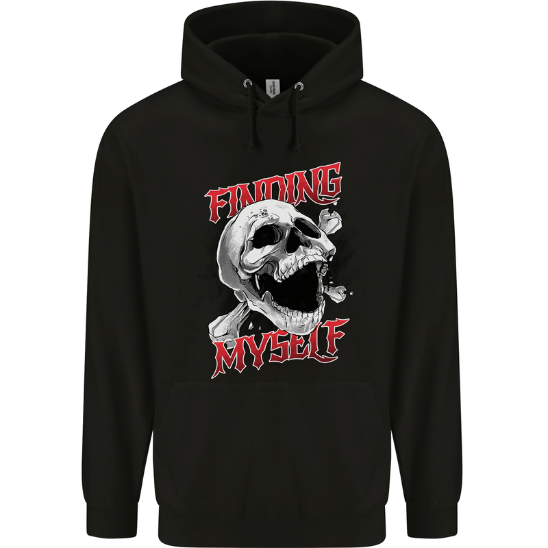 Finding Myself Skull Mens 80% Cotton Hoodie Black