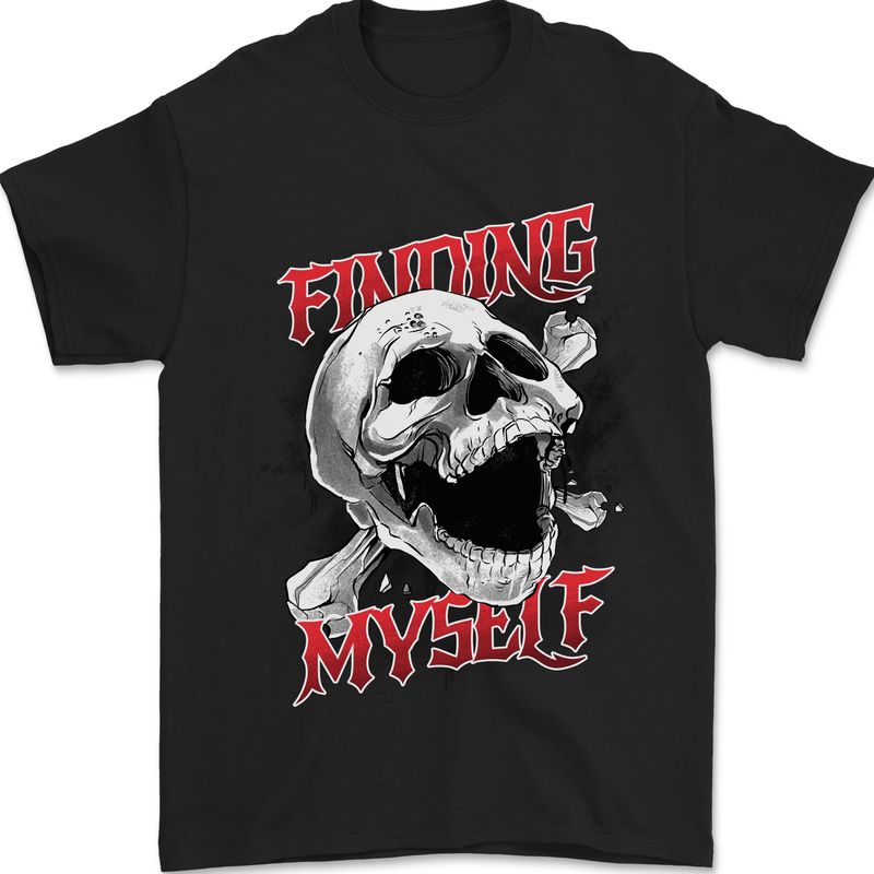 Finding Myself Skull Mens T-Shirt 100% Cotton Black