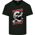 Finding Myself Skull Mens V-Neck Cotton T-Shirt Black