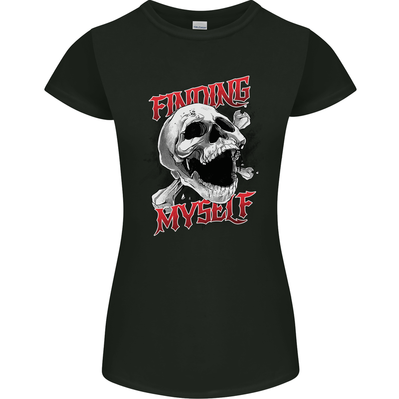 Finding Myself Skull Womens Petite Cut T-Shirt Black