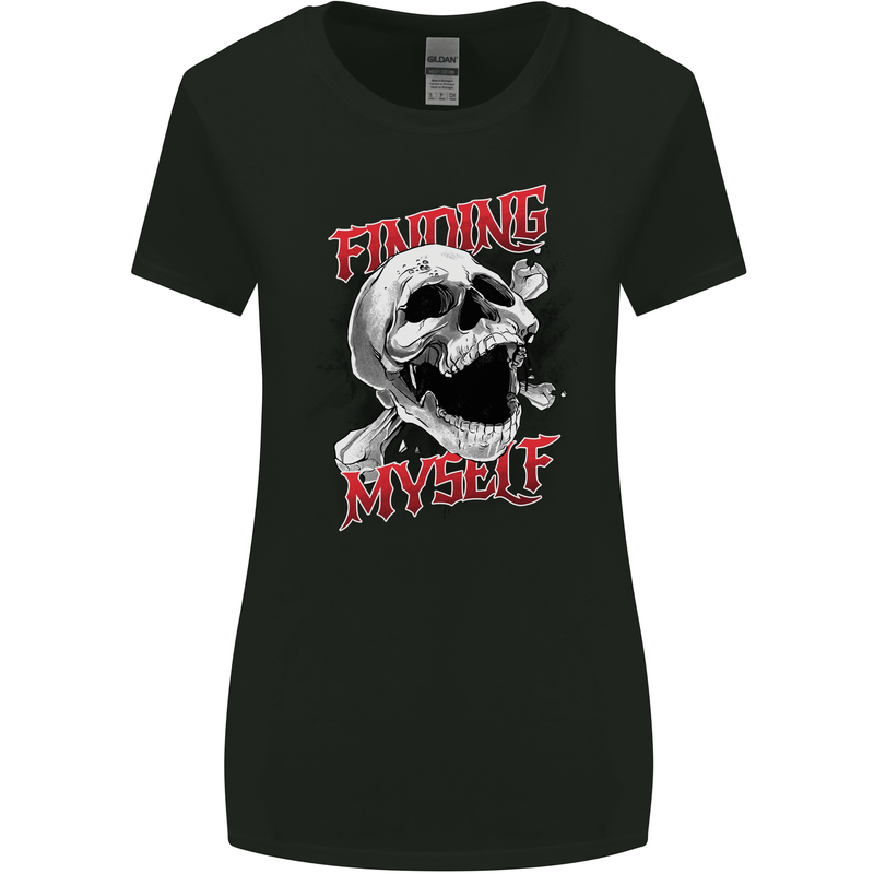 Finding Myself Skull Womens Wider Cut T-Shirt Black