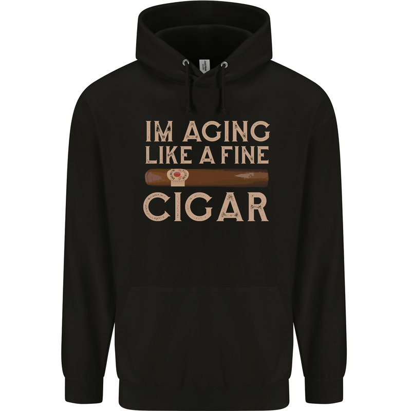 Fine Cigar Funny 40th 50th 60th 70th Birthday Childrens Kids Hoodie Black