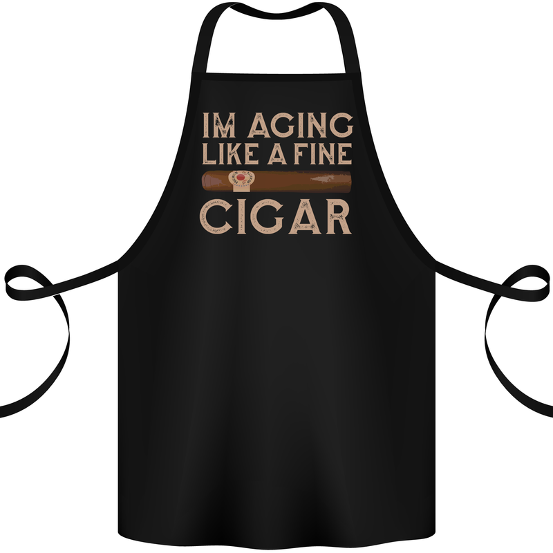 Fine Cigar Funny 40th 50th 60th 70th Birthday Cotton Apron 100% Organic Black