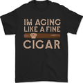 Fine Cigar Funny 40th 50th 60th 70th Birthday Mens T-Shirt 100% Cotton Black