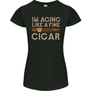 Fine Cigar Funny 40th 50th 60th 70th Birthday Womens Petite Cut T-Shirt Black