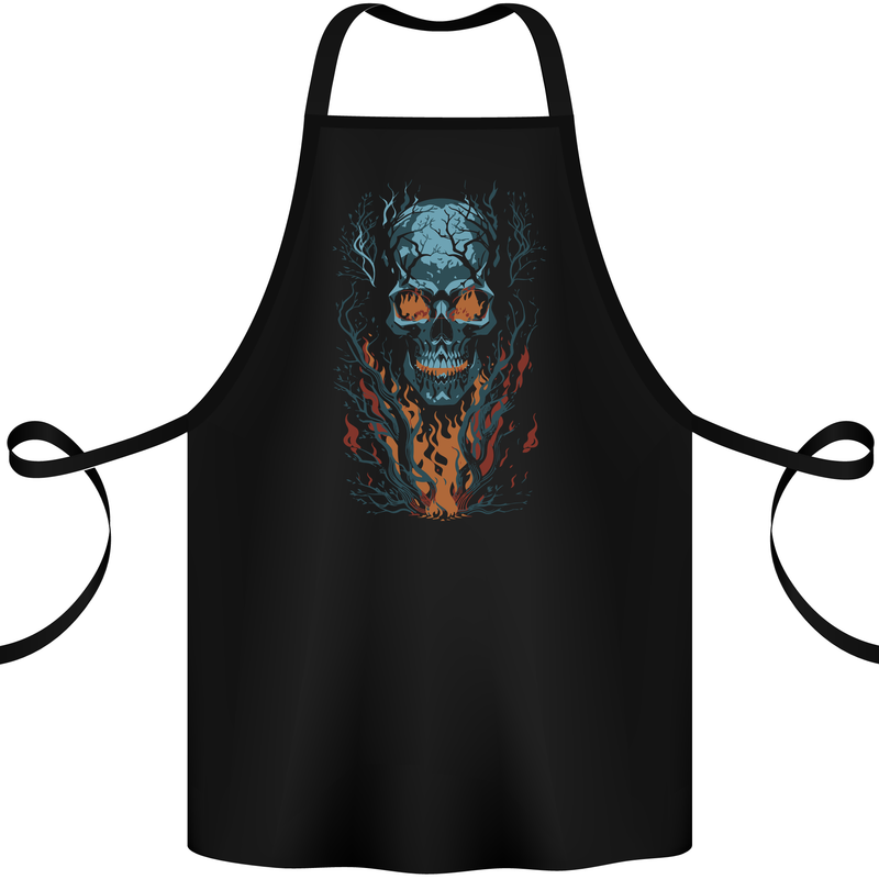 Fire From Hell Skull Cotton Apron 100% Organic Black
