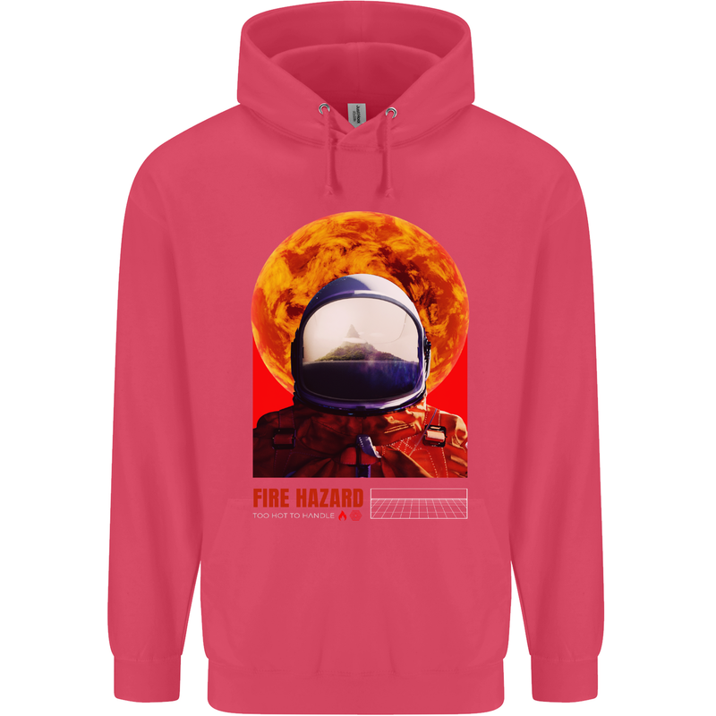Fire Hazard Too Hot to Handle Astronaut Space Childrens Kids Hoodie Heliconia