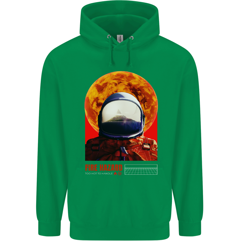 Fire Hazard Too Hot to Handle Astronaut Space Childrens Kids Hoodie Irish Green