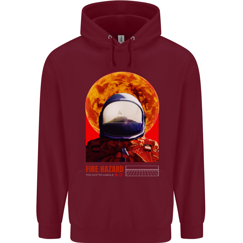 Fire Hazard Too Hot to Handle Astronaut Space Childrens Kids Hoodie Maroon