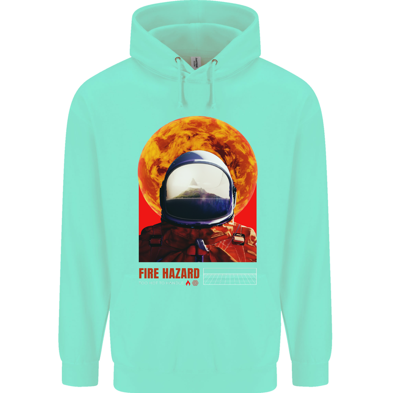 Fire Hazard Too Hot to Handle Astronaut Space Childrens Kids Hoodie Peppermint