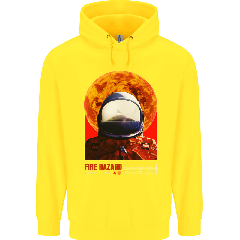 Fire Hazard Too Hot to Handle Astronaut Space Childrens Kids Hoodie Yellow