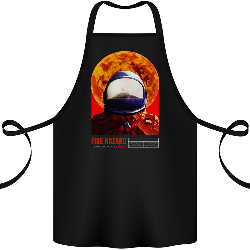 Fire Hazard Too Hot to Handle Astronaut Space Cotton Apron 100% Organic Black