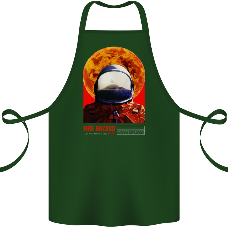 Fire Hazard Too Hot to Handle Astronaut Space Cotton Apron 100% Organic Forest Green