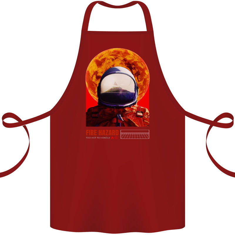 Fire Hazard Too Hot to Handle Astronaut Space Cotton Apron 100% Organic Maroon