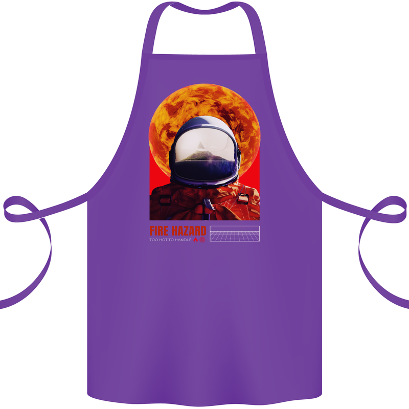 Fire Hazard Too Hot to Handle Astronaut Space Cotton Apron 100% Organic Purple