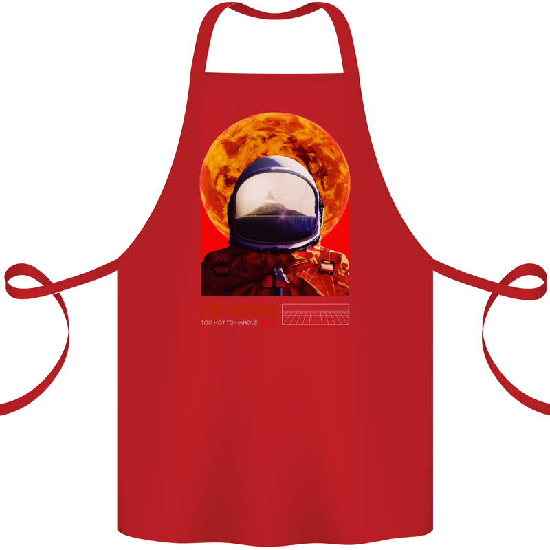 Fire Hazard Too Hot to Handle Astronaut Space Cotton Apron 100% Organic Red