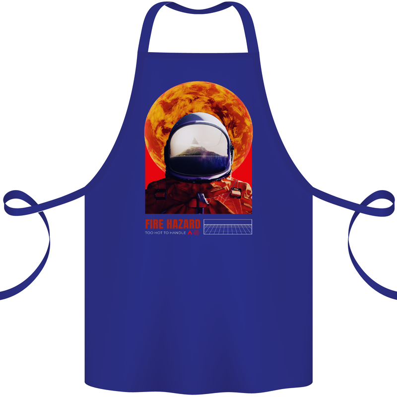 Fire Hazard Too Hot to Handle Astronaut Space Cotton Apron 100% Organic Royal Blue