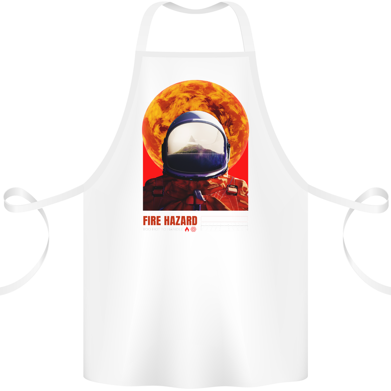 Fire Hazard Too Hot to Handle Astronaut Space Cotton Apron 100% Organic White