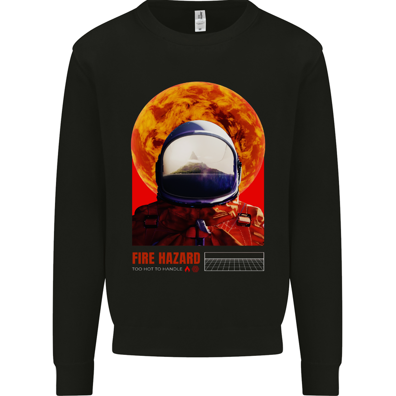 Fire Hazard Too Hot to Handle Astronaut Space Kids Sweatshirt Jumper Black