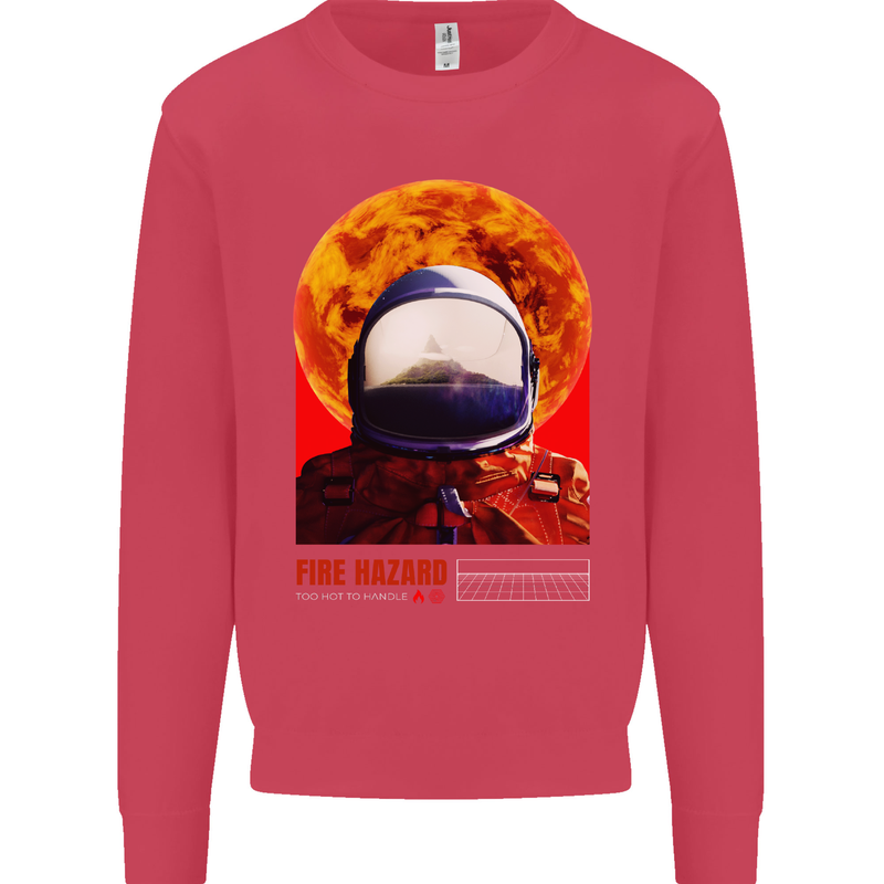 Fire Hazard Too Hot to Handle Astronaut Space Kids Sweatshirt Jumper Heliconia