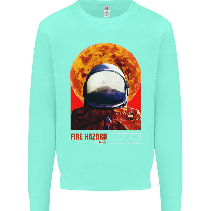 Fire Hazard Too Hot to Handle Astronaut Space Kids Sweatshirt Jumper Peppermint