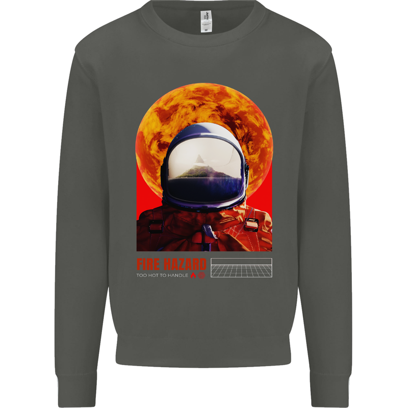 Fire Hazard Too Hot to Handle Astronaut Space Kids Sweatshirt Jumper Storm Grey