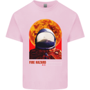 Fire Hazard Too Hot to Handle Astronaut Space Kids T-Shirt Childrens Light Pink