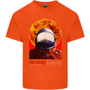 Fire Hazard Too Hot to Handle Astronaut Space Kids T-Shirt Childrens Orange
