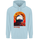 Fire Hazard Too Hot to Handle Astronaut Space Mens 80% Cotton Hoodie Light Blue